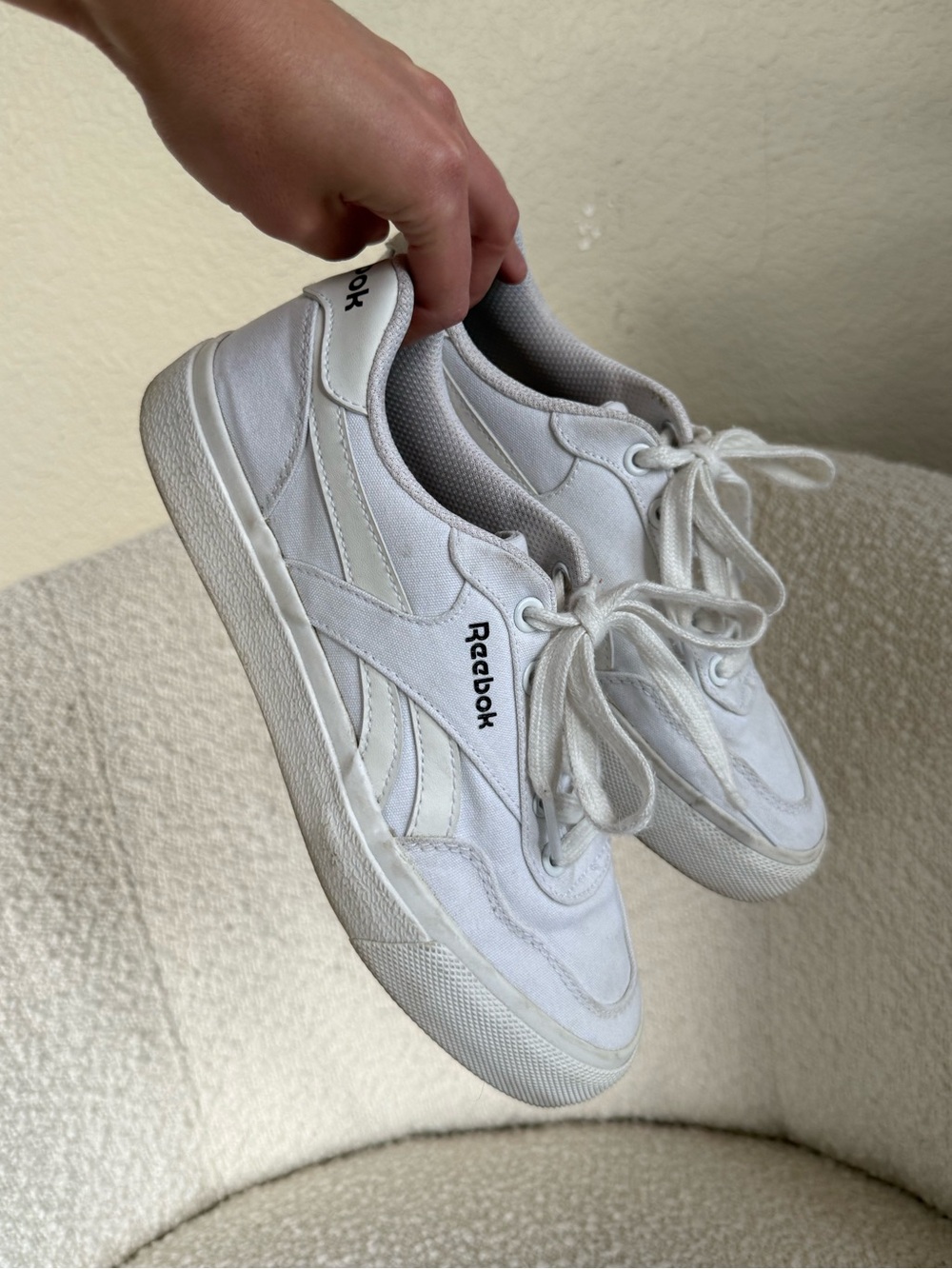 Reebok white canvas sneakers